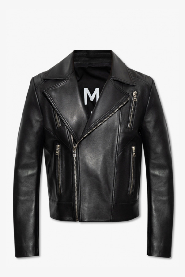 Balmain Blazer mit Kristallen SchaferandweinerShops SX Black Leather jacket Kids balmain